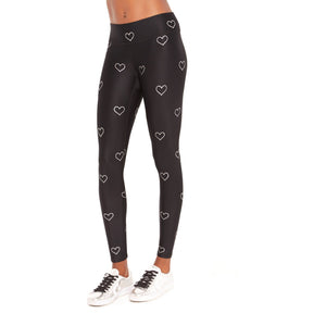 Heart Foil leggings available at Studio 128, an online women's activewear boutique. 