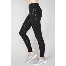 Load image into Gallery viewer, Cheetah print leggings in black foil from Terez. 
