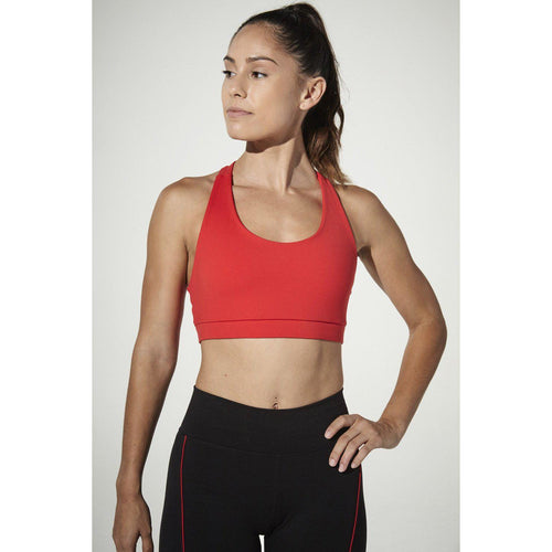 Get in Line red sports bra from 925 Fit. 